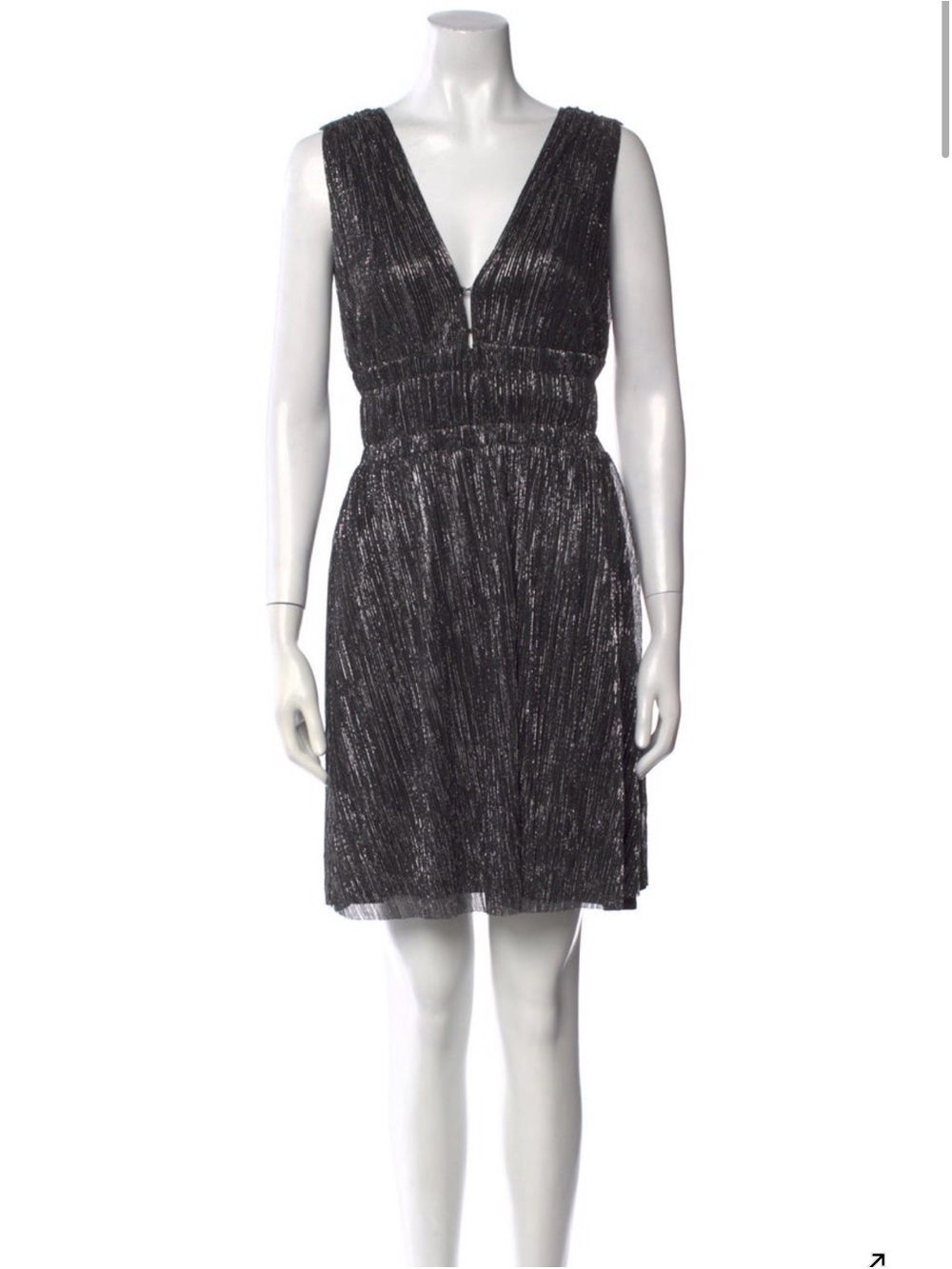 Maje Black Metallic V-Neck Mini Dress size 2/M